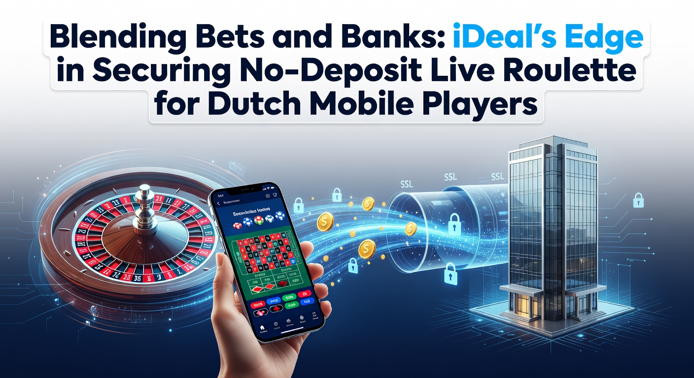 Nederlandse mobiele speler geniet van live roulette via iDEAL-beveiligde verbinding op smartphone, met roulettewiel en banklogo's op de achtergrond