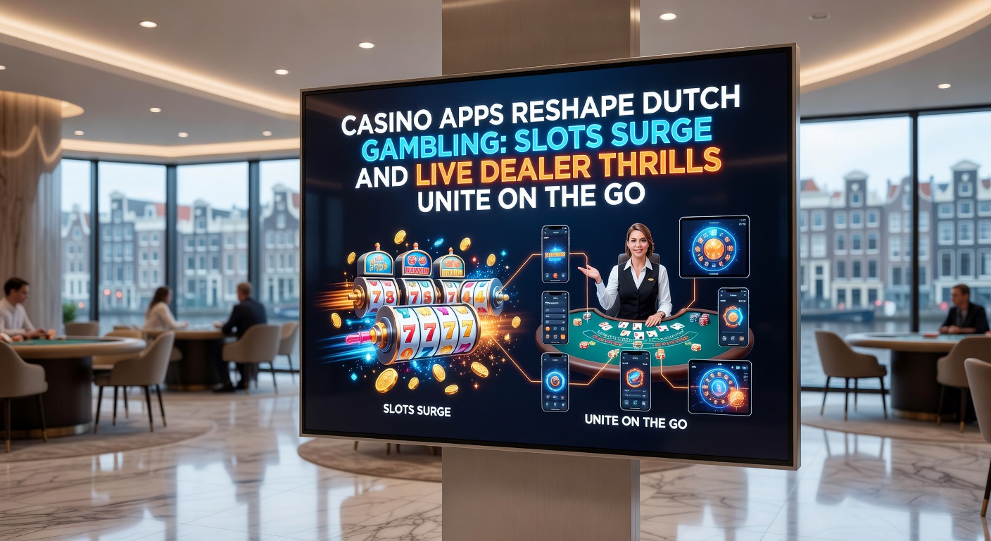 Smartphone met casino app open, slots en live dealer tafels zichtbaar op het scherm, met Nederlandse vlag op de achtergrond