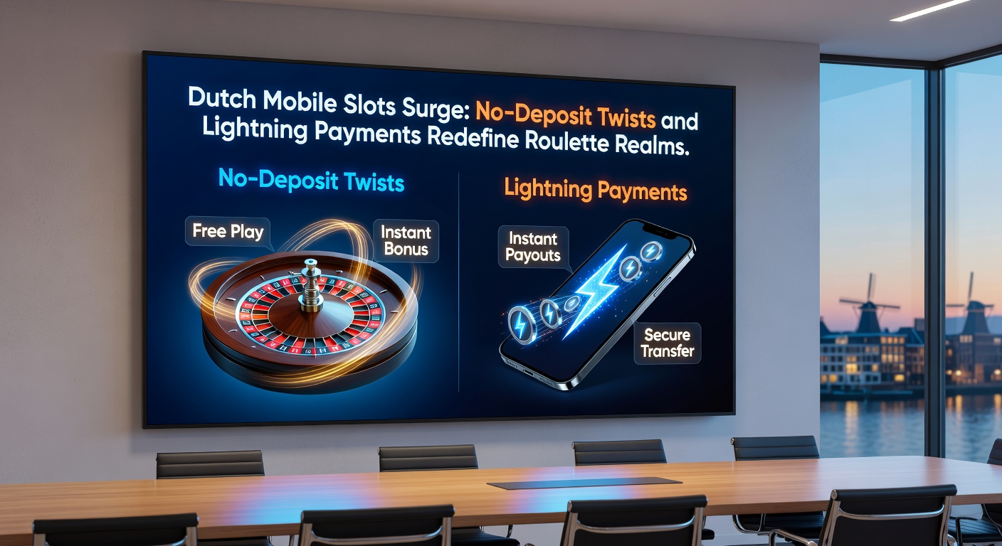 Dynamisch roulettewiel op mobiel scherm met bliksemsnelle uitbetaal-iconen en no-deposit bonuspop-up, tegen Nederlandse vlag op de achtergrond