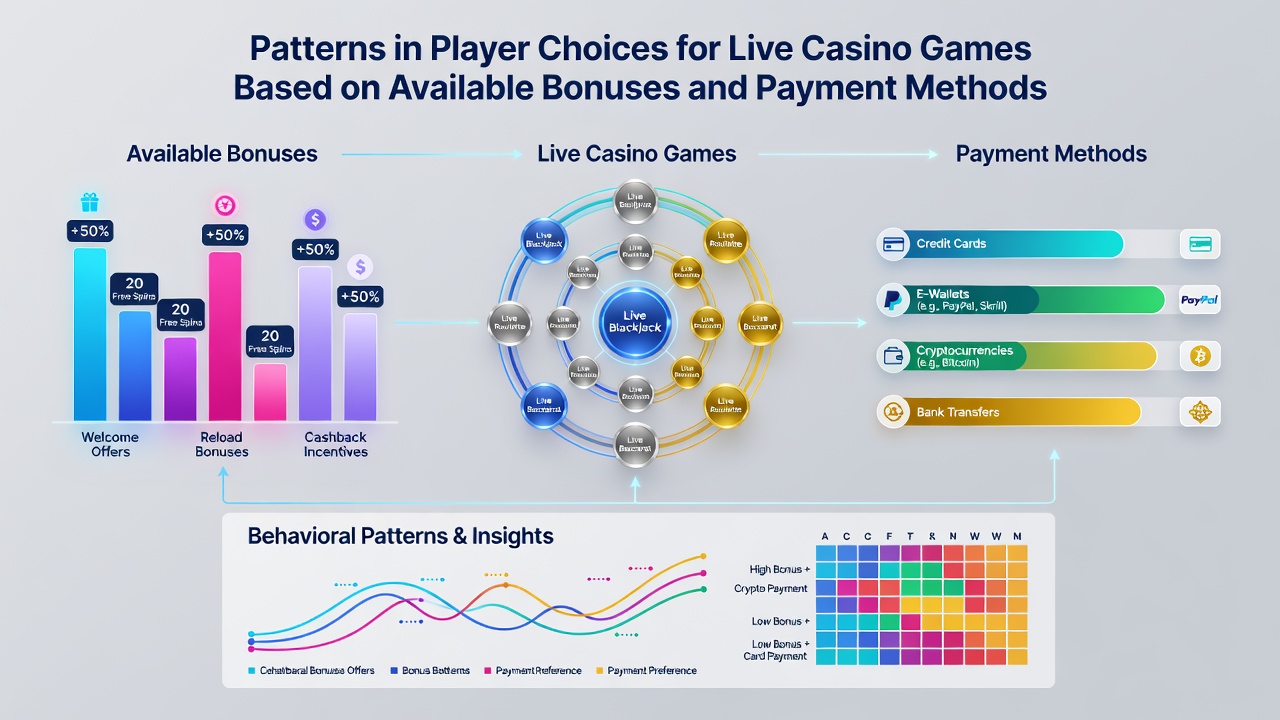 Grafiek van spelerspatronen met live casino bonussen en betalingsmethoden in Nederland