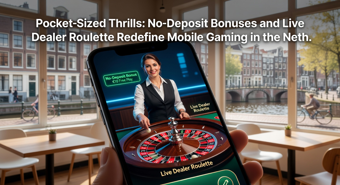 Live dealer roulette wiel draait op een mobiel scherm met no-deposit bonus activeren, omringd door Nederlandse vlag en casino icons
